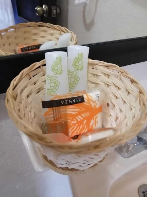 Shower, free toiletries, towels