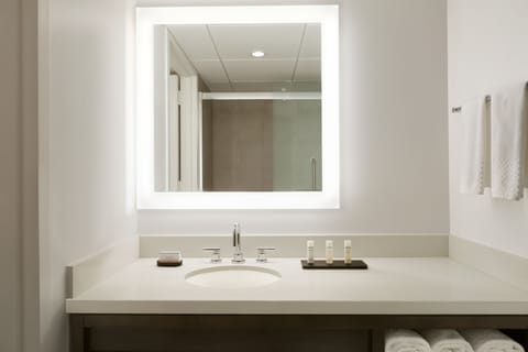 Combined shower/tub, free toiletries, hair dryer, towels