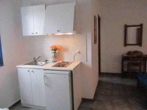 Fridge, electric kettle, cookware/dishes/utensils