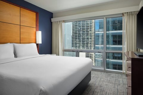 Premium bedding, desk, blackout drapes, iron/ironing board