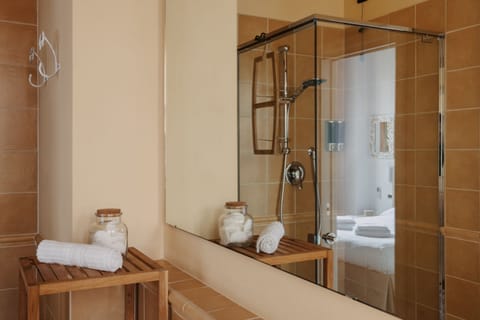 Shower, free toiletries, hair dryer, bidet