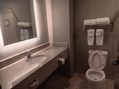 Eco-friendly toiletries, hair dryer, towels, soap