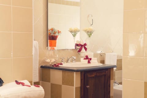 Shower, free toiletries, hair dryer, bidet