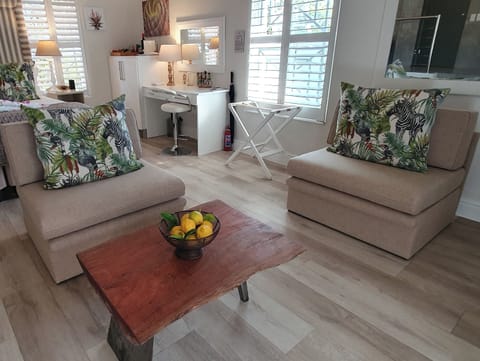 Premier Suite | Living area | 48-inch flat-screen TV with satellite channels, TV, Netflix