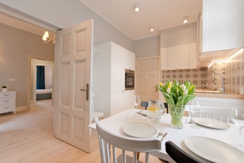 Apartment | Private kitchen | Fridge, microwave, oven, stovetop