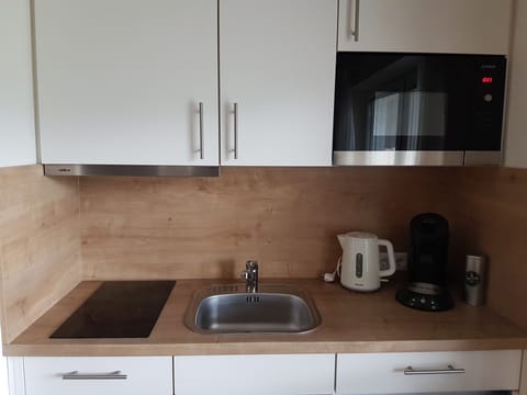 Full-size fridge, microwave, oven, stovetop