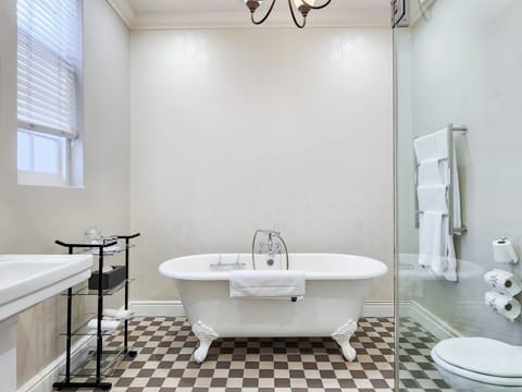 Luxury Suite | Bathroom | Hair dryer, towels, soap, shampoo