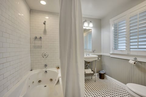 Designer toiletries, hair dryer, towels