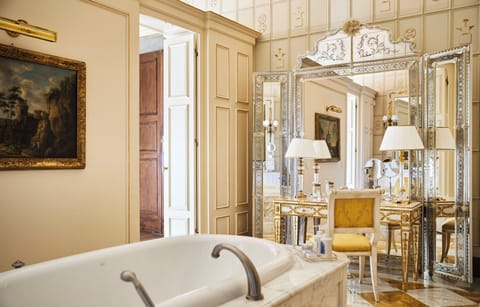 Royal Suite, 1 King Bed | Bathroom | Separate tub and shower, deep soaking tub, designer toiletries