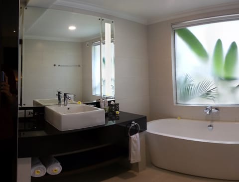 Deluxe Room | Bathroom | Separate tub and shower, free toiletries, slippers, towels