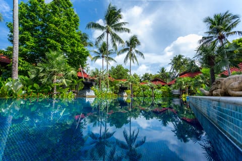 Outdoor pool, sun loungers