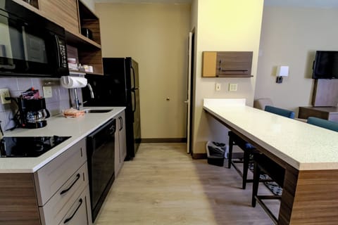 Desk, blackout drapes, soundproofing, iron/ironing board