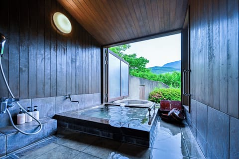 Accessible Japanese Western Style Room with Mountain View, SEKICHIKU | Bathroom | Separate tub and shower, spring water tub, free toiletries, hair dryer