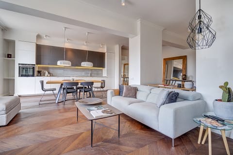 Luxury Apartment, 2 Bedrooms, River View | Living area | 107-cm flat-screen TV with cable channels, TV