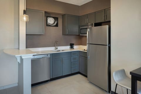 Studio, 1 King Bed with Sofa bed | Private kitchen | Full-size fridge, microwave, stovetop, dishwasher