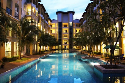 Outdoor pool, open 7:00 AM to 10:00 PM, sun loungers