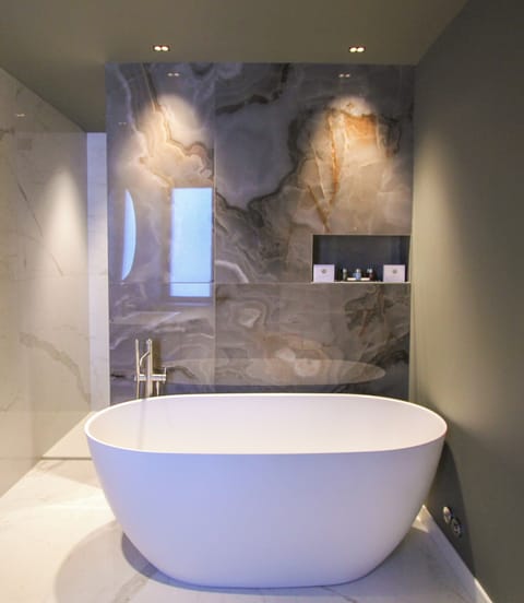 Suite | Bathroom | Separate tub and shower, hair dryer, bathrobes, bidet