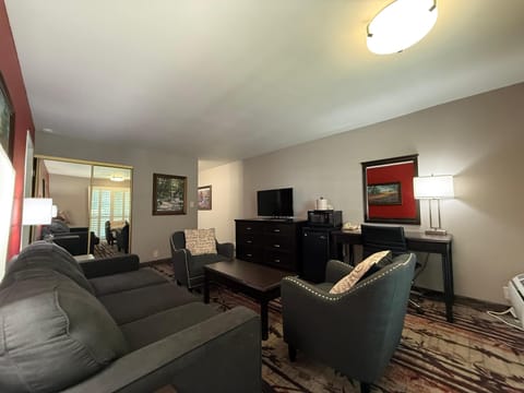 Business Suite | Living area | 26-inch flat-screen TV with satellite channels, TV