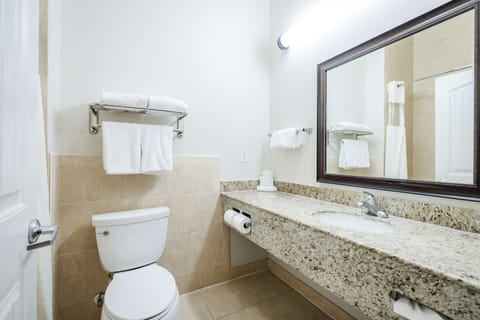 Standard Room, 2 Queen Beds, Non Smoking | Bathroom | Combined shower/tub, hydromassage showerhead, designer toiletries