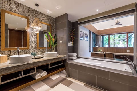 Villa, 1 King Bed (Pool) | Bathroom | Free toiletries, hair dryer, bathrobes, slippers