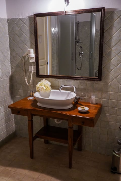 Shower, free toiletries, hair dryer, bidet