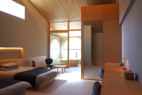 Superior Twin Room with Private Half Outdoor Bath, Non Smoking | WiFi (free), bed sheets