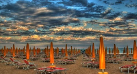 Beach nearby, sun loungers, beach umbrellas