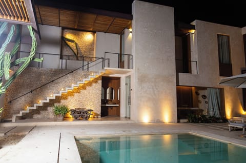 Outdoor pool, sun loungers