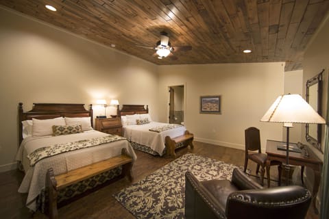 Deluxe Double Room, 2 Queen Beds, Private Bathroom, River View | Premium bedding, individually furnished, desk, bed sheets