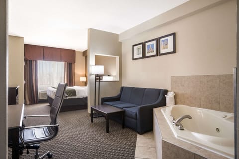 Desk, blackout drapes, iron/ironing board, free cribs/infant beds