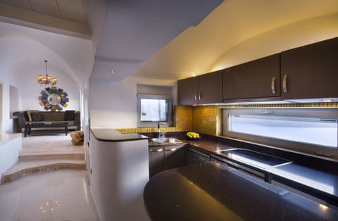 Luxury Villa, 1 Bedroom, Jetted Tub, Hill View | Private kitchen | Full-size fridge, coffee/tea maker, electric kettle