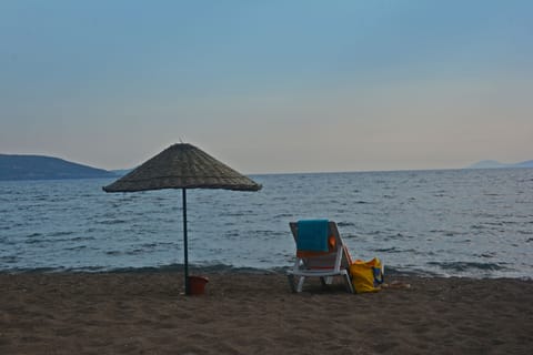 Private beach, sun loungers, beach umbrellas