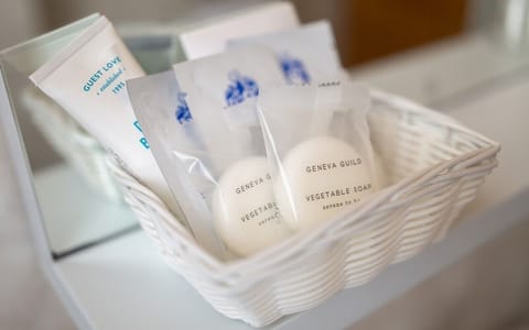 Shower, free toiletries, hair dryer, bidet