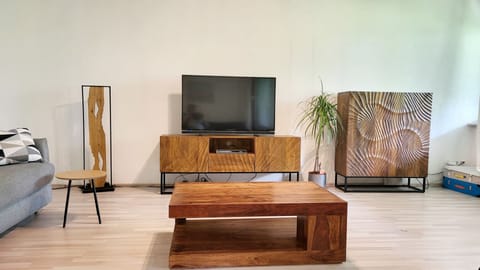 Apartment | Living area | 42-inch flat-screen TV with cable channels, TV, DVD player