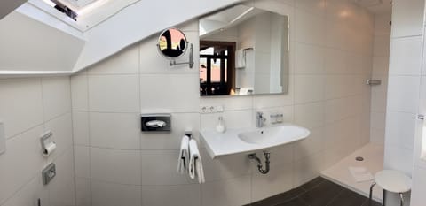 Shower, free toiletries, hair dryer, bathrobes