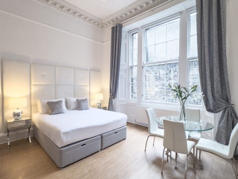 Frette Italian sheets, premium bedding, desk, iron/ironing board