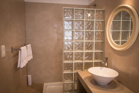 Superior Triple Room, Terrace | Bathroom | Shower, hair dryer, towels, soap