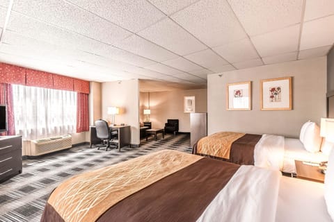 Standard Room, Multiple Beds, Non Smoking (2 Queen, 1 Person Sofa Bed) | Desk, laptop workspace, blackout drapes, iron/ironing board