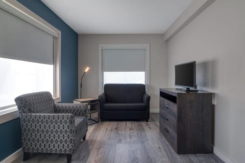 Suite, 2 Queen Beds, Non Smoking, Corner (Living Room) | Premium bedding, desk, blackout drapes, free WiFi