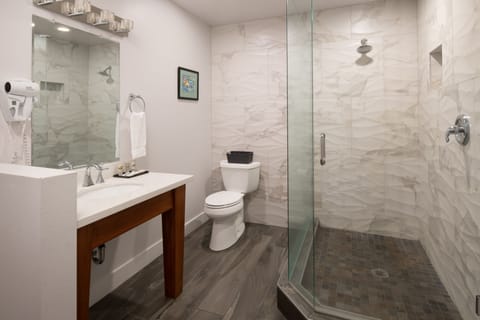 Premium King Suite with Marina View and Twin Balcony- No Pets | Bathroom | Free toiletries, hair dryer, towels