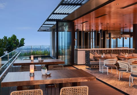 Rooftop bar, pool views, open daily