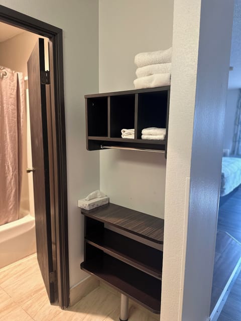 Desk, blackout drapes, iron/ironing board, free WiFi