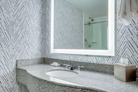 Deluxe Room, 1 King Bed with Sofa bed | Bathroom | Combined shower/tub, free toiletries, hair dryer, towels