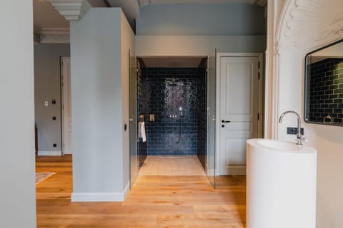 Suite | Bathroom | Shower, free toiletries, hair dryer, towels