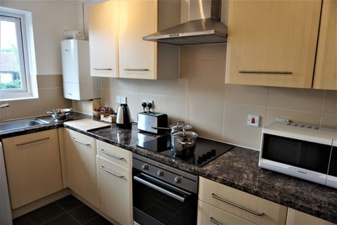 Business Apartment, 1 Bedroom | Private kitchen | Full-size fridge, microwave, oven, stovetop