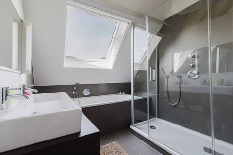 Suite | Bathroom | Shower, free toiletries, hair dryer, bathrobes