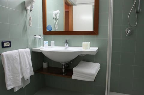 Shower, free toiletries, hair dryer, bidet