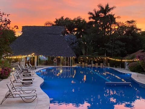 Outdoor pool, sun loungers