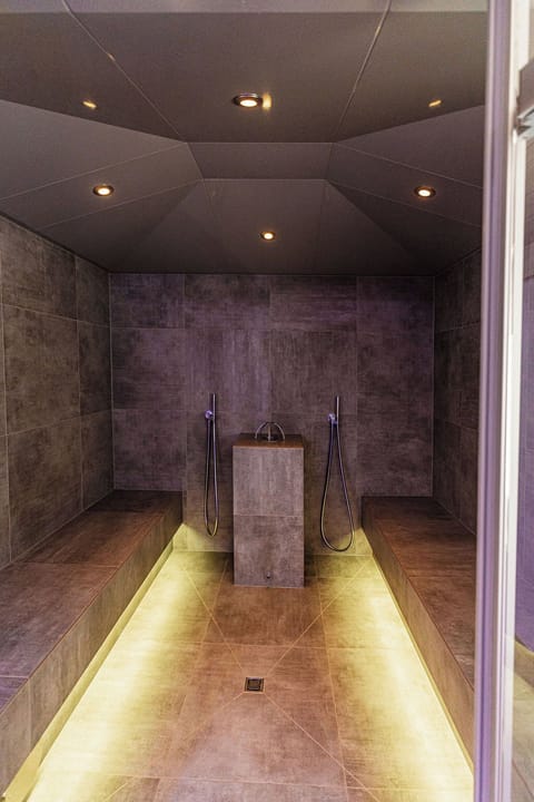 Sauna, steam room, hot stone massages, deep-tissue massages
