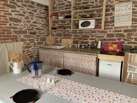 Fridge, microwave, oven, coffee/tea maker